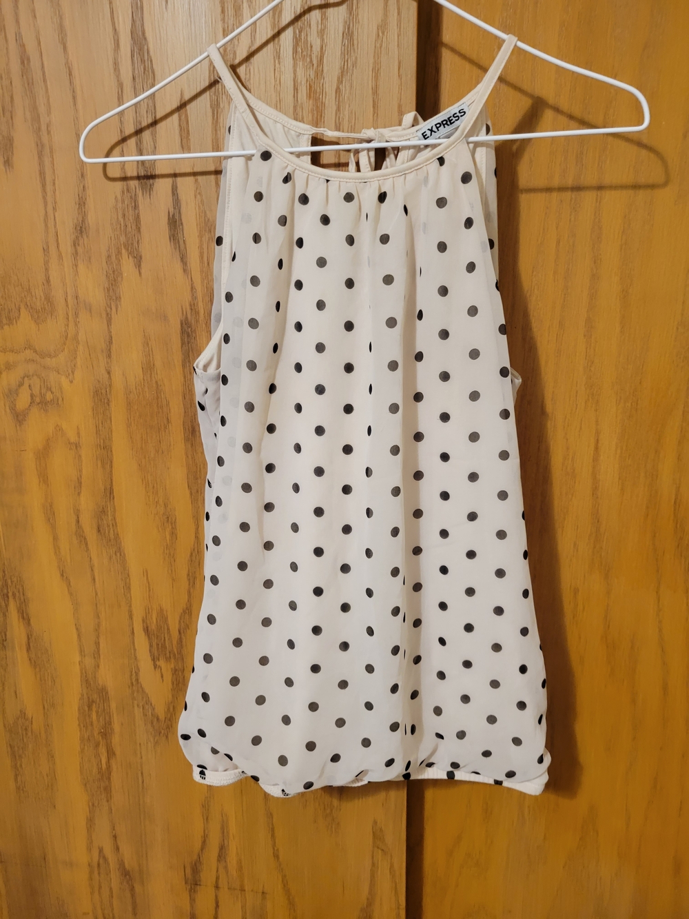 Express Women’s Cream Polka Dot Halter Tank Top Size XS